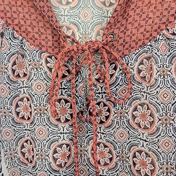 American Rag Orange, Navy & Off White Sheer Boho Print M - Picture 4 of 15